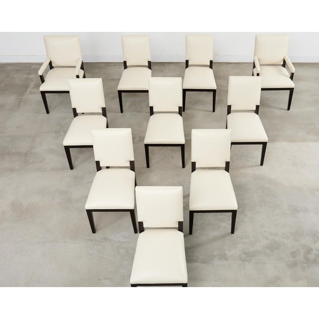 Modern Set of Ten Kreiss Vegan Leather Sutton Dining Chairs For Sale - Image 3 of 17