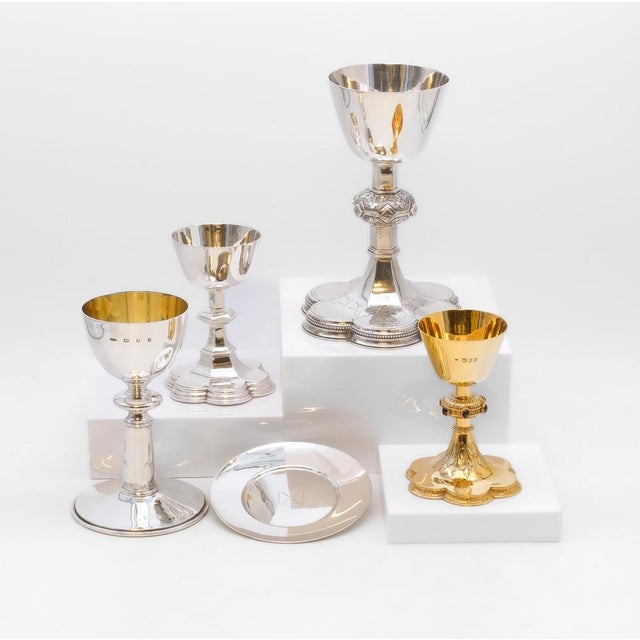Gothic Revival Sterling Silver Gilt & Stone Set Chalice by Carl Krall, London, 1899 For Sale - Image 10 of 13