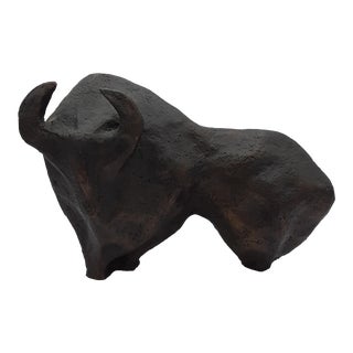 Vintage Abstract Bronze Sculpture of Taurus Bull For Sale