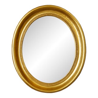 Vintage Gilt Oval Wall Mirror For Sale