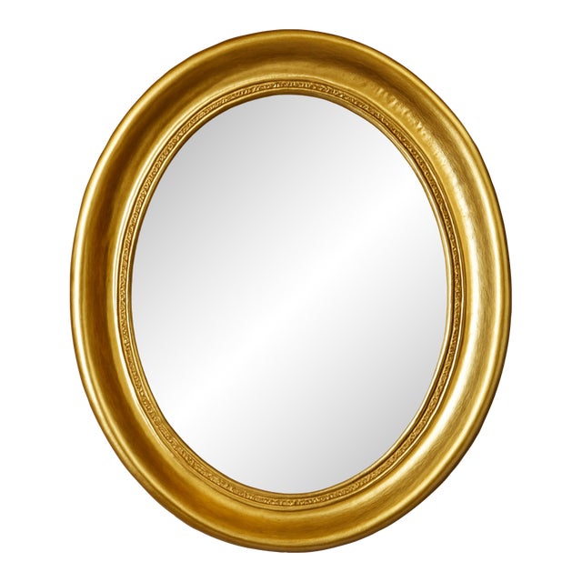 Vintage Gilt Oval Wall Mirror For Sale