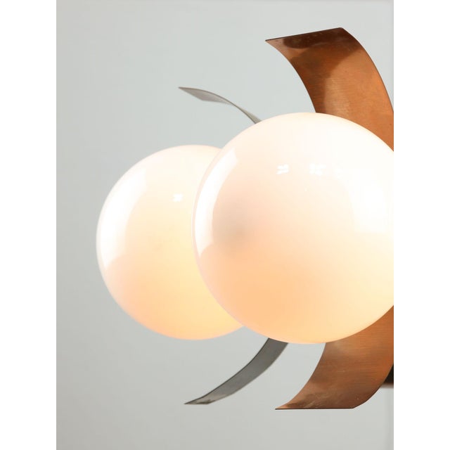 Vintage Italian Copper and Opaline Chandelier, 1970s For Sale - Image 13 of 18
