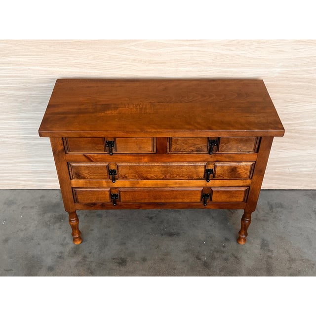 Late 19th Century 19th Century Catalan Spanish Carved Walnut Console Sofa Table, Three Drawers For Sale - Image 5 of 9