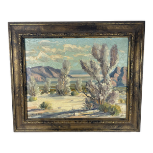 Mid 20th Century Carl G. Bray Southwest Desert Landscape Oil Painting in Gilt Frame