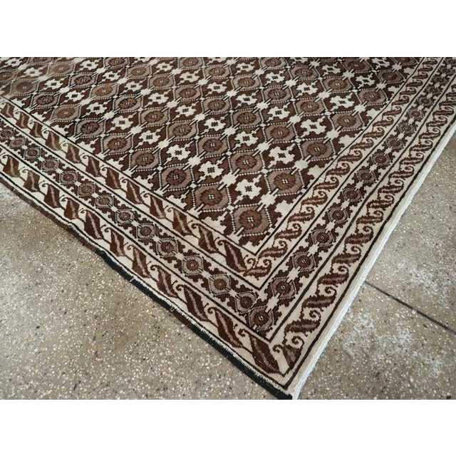 Chocolate Galerie Shabab Collection Mid-20th Century Turkish Anatolian Accent Carpet For Sale - Image 8 of 10