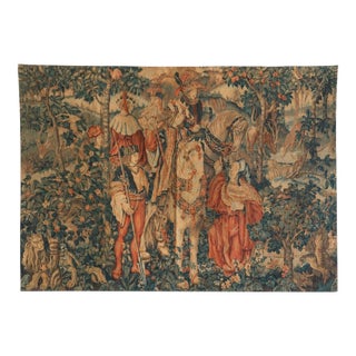 French Figural Verdure Tapestry, Mid-Century For Sale
