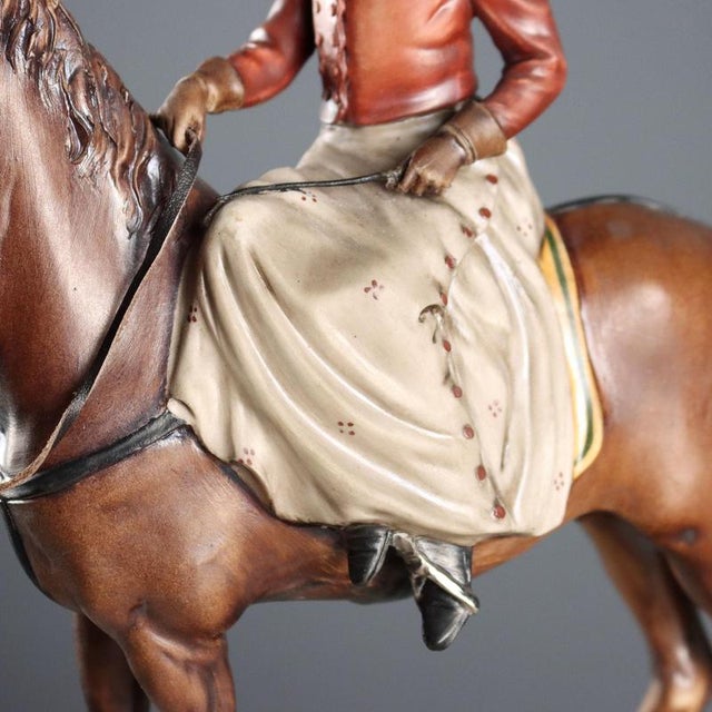 Young Woman on Horseback in Ceramic by Zani for Capodimonte For Sale - Image 5 of 9