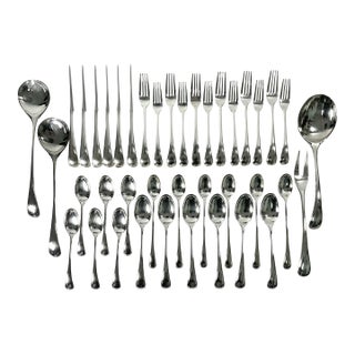 1980s Vintage Minimalist Organic Modern Vivianna Torun for Dansk Silver Plate Flatware - Set of 40 For Sale
