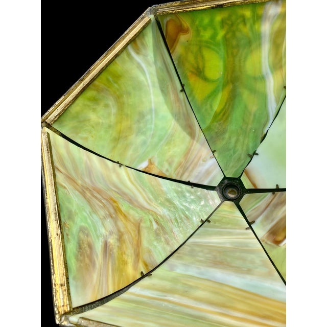 An Early 20th C Original Miller Table Lamp Dogwood Pattern Slag Glass Shade For Sale - Image 12 of 15