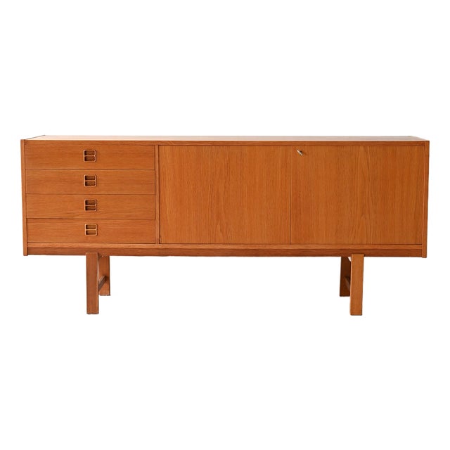 Vintage Scandinavian Oak Sideboard with Drawers and Doors, 1960s For Sale