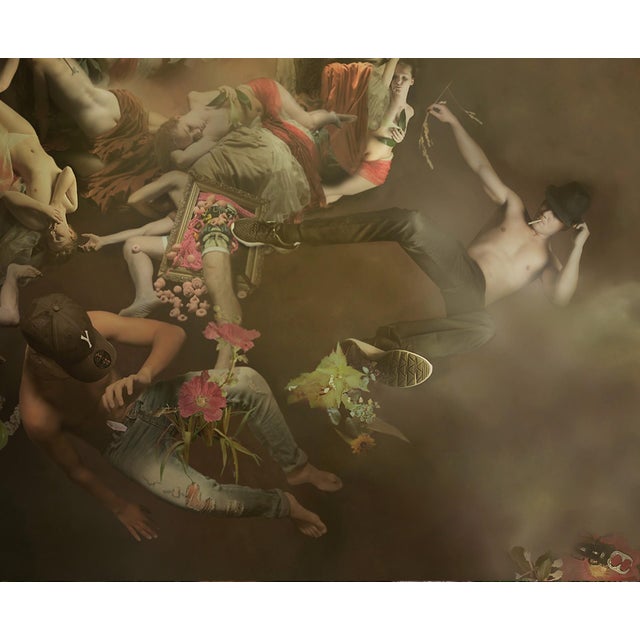 Contemporary Climatechange by Mariska Karto | Hyperphotocollage on metal chaotic scene of people and nature For Sale - Image 3 of 5