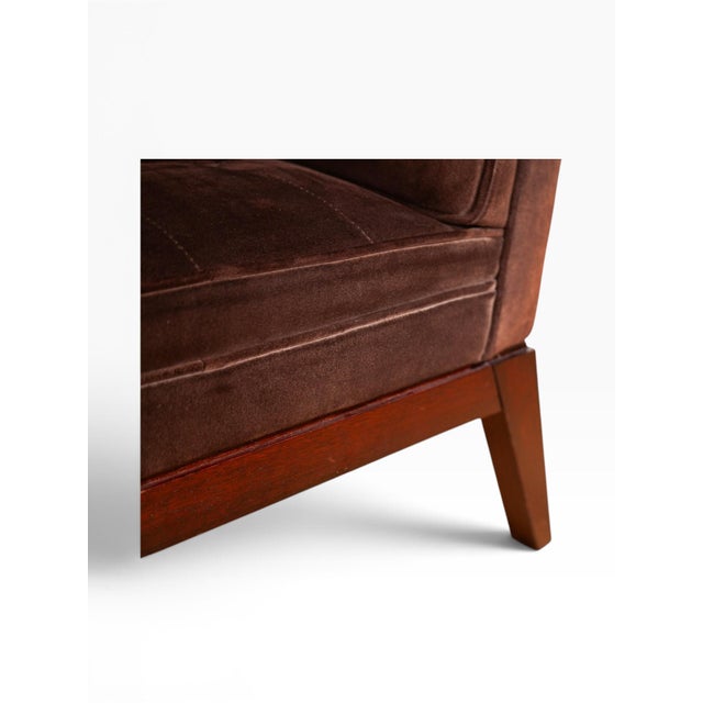 Wood Pair of George Smith "Norris" Slipper Chairs in Brown Suede. 2010s For Sale - Image 7 of 7