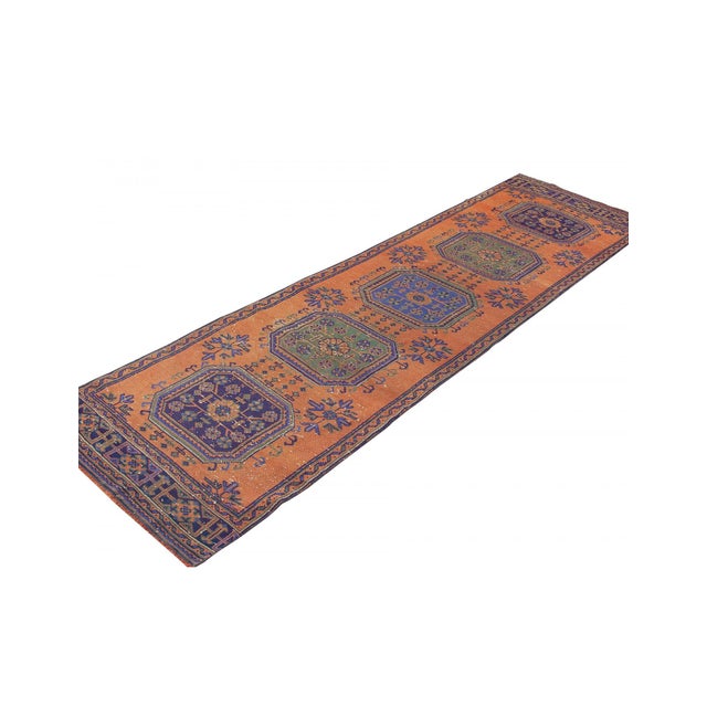 Mid-Century Modern Vintage Turkish Decorative Runner Rug - 3`1" X 11`7" For Sale - Image 3 of 5