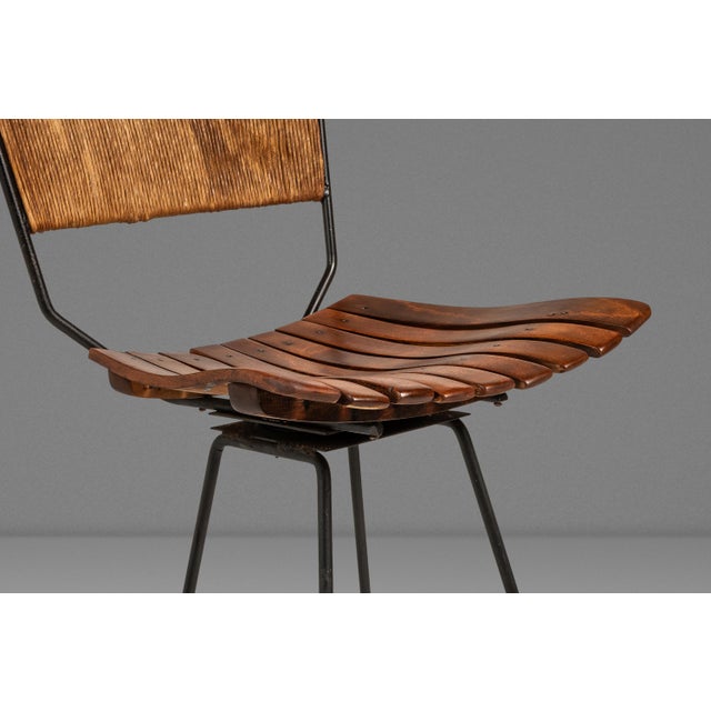 Set of Three ( 3 ) MCM Wrought Iron Bar Stools in Maple & Raffia Rope for Attributed to Arthur Umanoff for Raymor, Usa, C. 1960s For Sale - Image 10 of 18