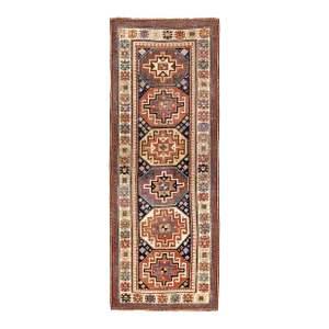 Late 19th Century Antique Hand Knotted Caucasian Runner Rug 3'6"x 9'4"