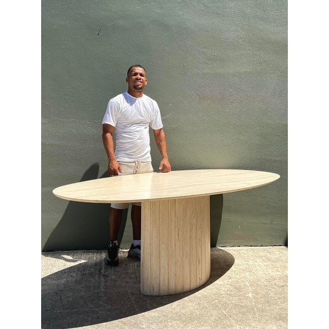 Stone Vintage Italian Travertine Oval Dining Table For Sale - Image 7 of 12