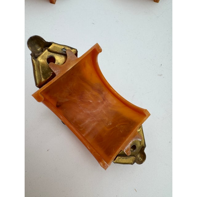Metal Set of 4 Vintage Drawer Pulls Handles Bakelite and Brass 1940's For Sale - Image 7 of 10