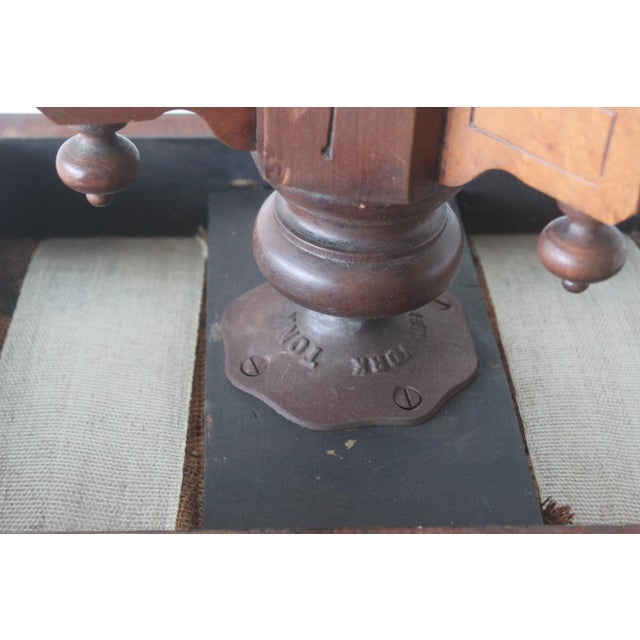 Tonk Chicago & New York Vintage Ornate Wood Needlepoint Padded Upholstered Adjustable Height Stool For Sale - Image 12 of 12