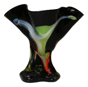 Modern Handkerchief Vase Black Abstract Art Glass