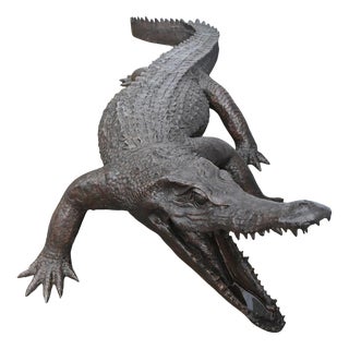 Lifesize Alligator Fountain in Bronze For Sale