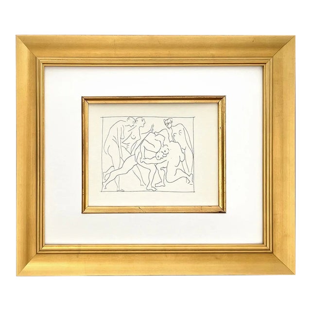 1970s Picasso 23 Two Wrestlers Observed by 3 Nude Women Framed For Sale
