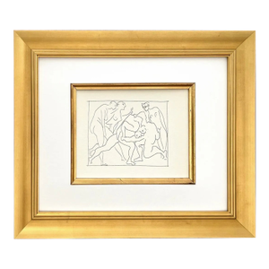 1970s Picasso 23 Two Wrestlers Observed by 3 Nude Women Framed
