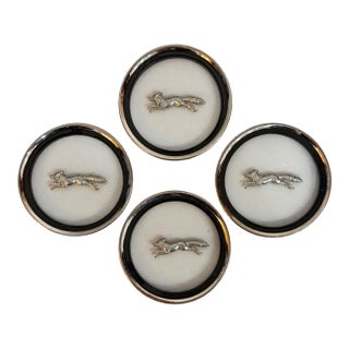 Running Fox Coasters With Black & Silver-Tone Frames – Set of 4 For Sale