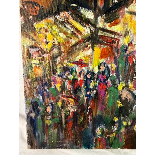 Vintage French City Scene Painting, Original Oil on Canvas For Sale In Salt Lake City - Image 6 of 6