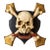 Hand Sculpted, Carved and Parcel Gilt Skull and Crossbones Memento Mori Mounted on a Decorative Plaque For Sale