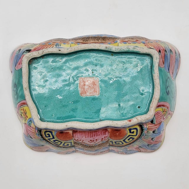 Ceramic Antique Chinese Guangxu Period Famille Rose Moth Bowl For Sale - Image 7 of 8