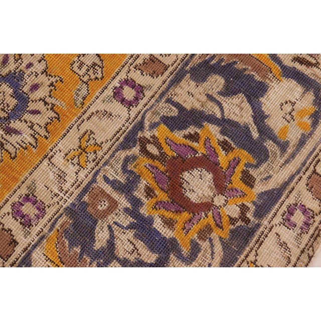 Shabby Chic Vintage 1990's Orange/Blue Wool Rug - 9'11'' X 12'6'' For Sale In New York - Image 6 of 10