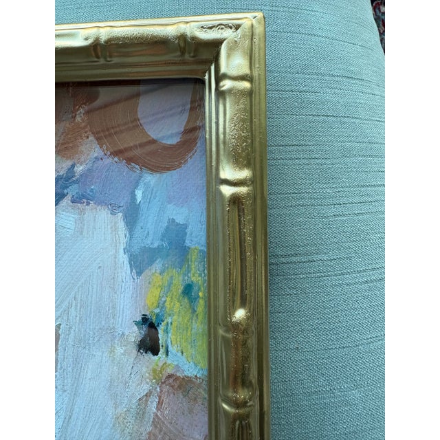 Vintage European Abstract Painting in New Bamboo Style Frame For Sale - Image 9 of 9