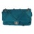 Teal Suede Goatskin Diamond Fringe Medium Flap Bag For Sale