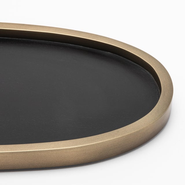 Wood Oval Tray in Black Oak With Bronze Patina Brass by Kifu Paris For Sale - Image 7 of 7