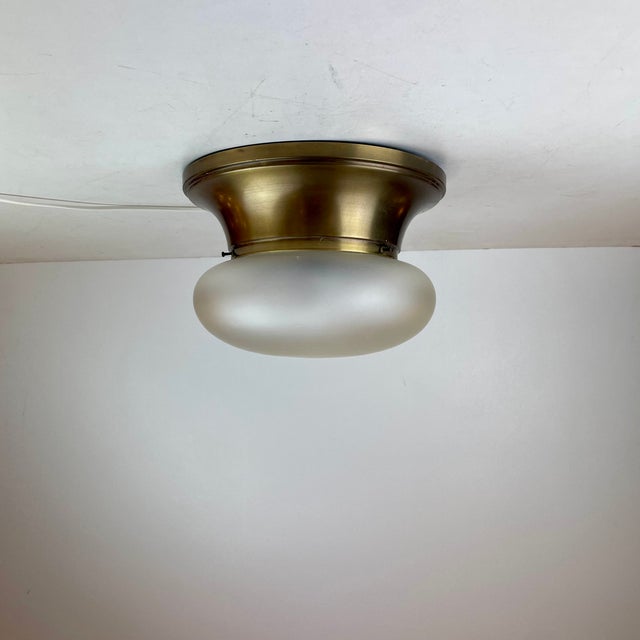 Mid-Century Modern Brass and Murano Glass Ceiling Lamp, Italy, 1960s For Sale - Image 3 of 17
