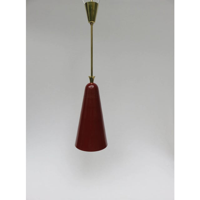 Italian Pendant Light in Lacquered Aluminum and Brass, 1950s For Sale - Image 12 of 12