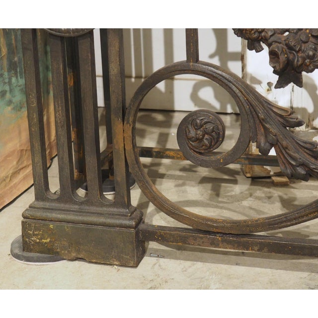 Antique Cast Iron Parisian Balcony Gate Console With Shellstone Top, Circa 1900 For Sale In Dallas - Image 6 of 17