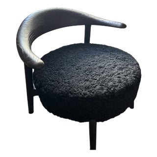 CB2 Matador Black Shearling Accent Chair For Sale