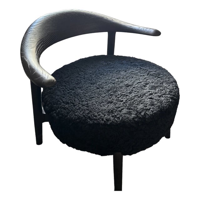 CB2 Matador Black Shearling Accent Chair For Sale