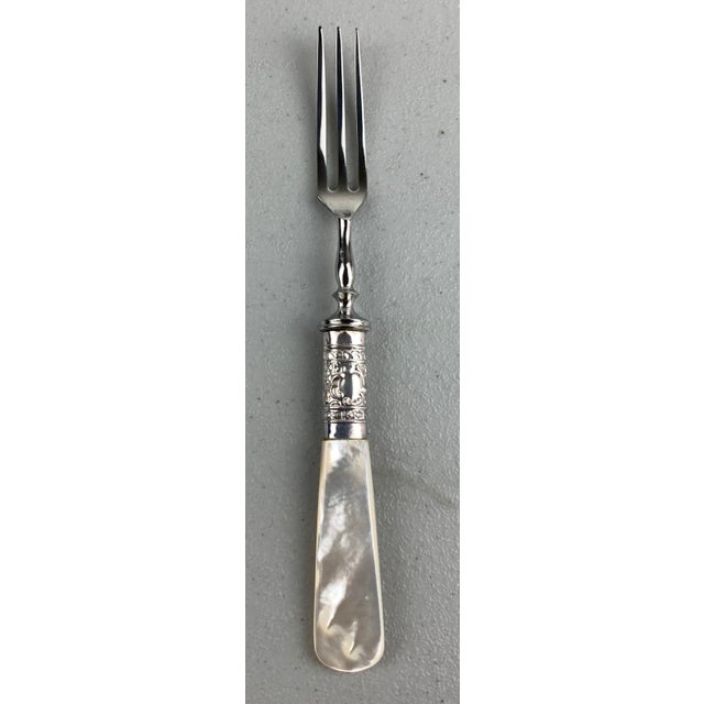 English Vintage Silverplate & Mother of Pearl Cocktail Forks - Set of 5 For Sale - Image 3 of 7
