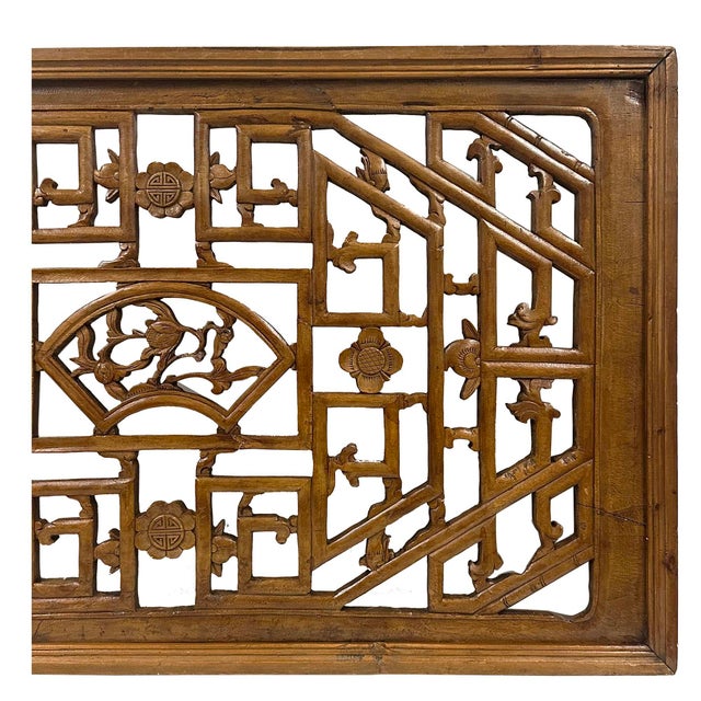 Chinese Mid-20th Century Chinese Carved Wooden Window Lattice Panel For Sale - Image 3 of 9