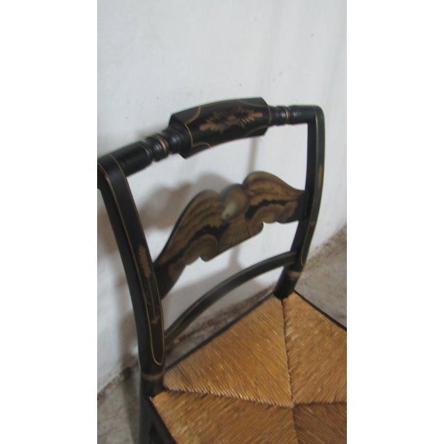 Hitchcock 1980s Hitchcock Black Rush Eagle Farmhouse Chair For Sale - Image 4 of 7