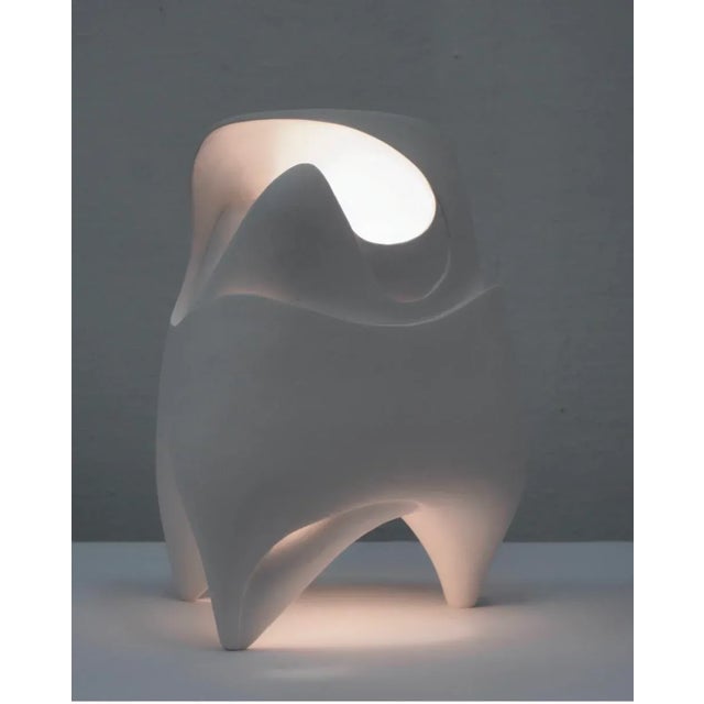 Abstract Contemporary Abstract White Unglazed Ceramic Lamp For Sale - Image 3 of 7