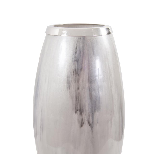 Contemporary Sivas Glass Vase with Silver Accents- Short For Sale - Image 3 of 9
