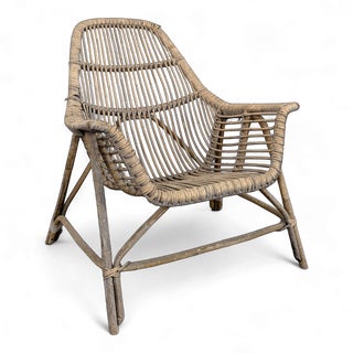 Wicker and Bamboo Lounge Chair by Georges Coslin For Sale