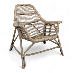 Wicker and Bamboo Lounge Chair by Georges Coslin