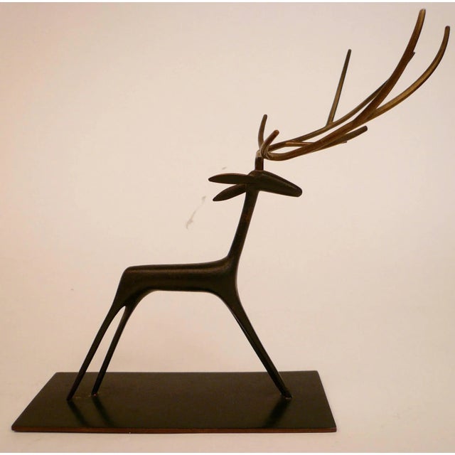Mid-Century Modern Patinated Bronze Sculpture of a Deer by Hagenauer For Sale - Image 3 of 7