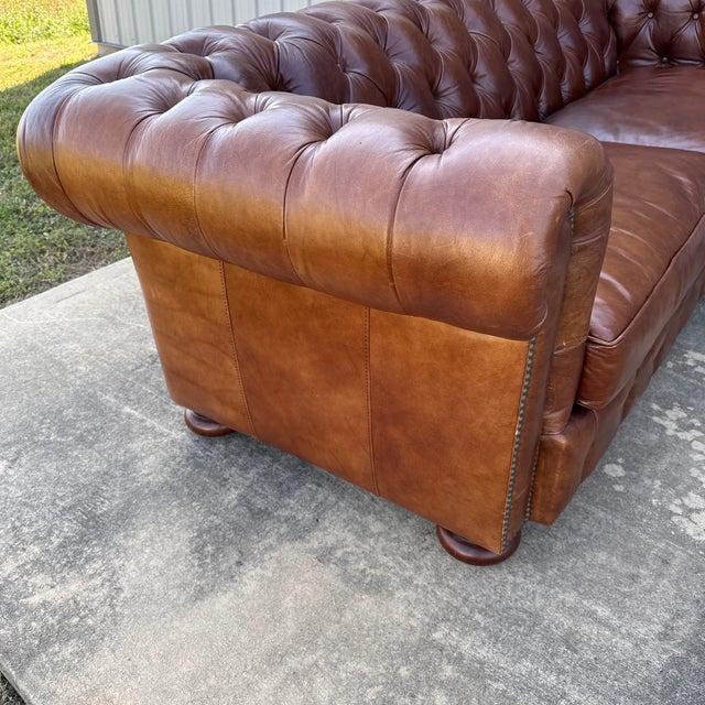 1990s Brown Leather Chesterfield Sofa For Sale - Image 5 of 10