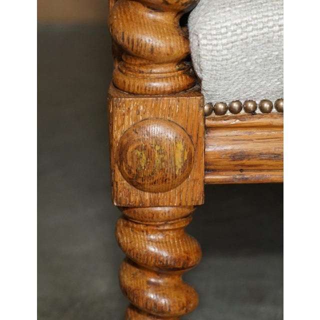 Wood Antique Scottish Victorian Barley Twist Library Lounge Chair For Sale - Image 7 of 18