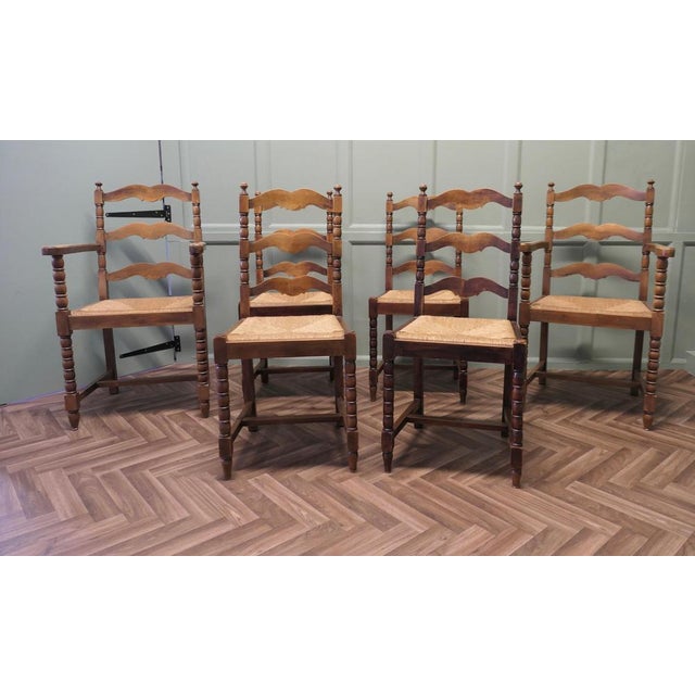 Wavy Ladder Back Dining Chairs, 1960s, Set of 6 For Sale - Image 3 of 8